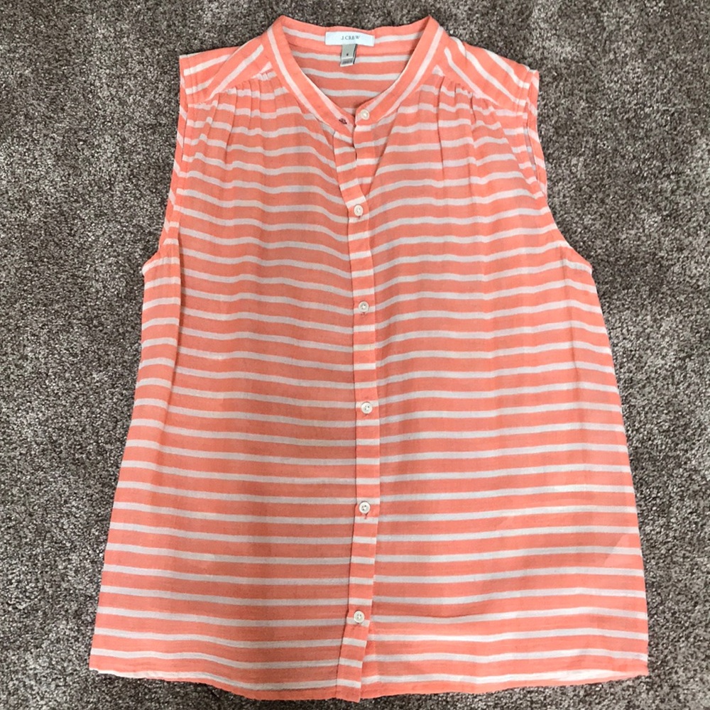 J Crew orange and cream striped tank top